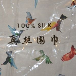 Silk Scarf Bird Motif